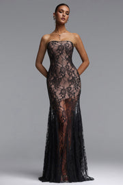 Scarlett Sexy Contour Strapless Lace Bandage Maxi Dress